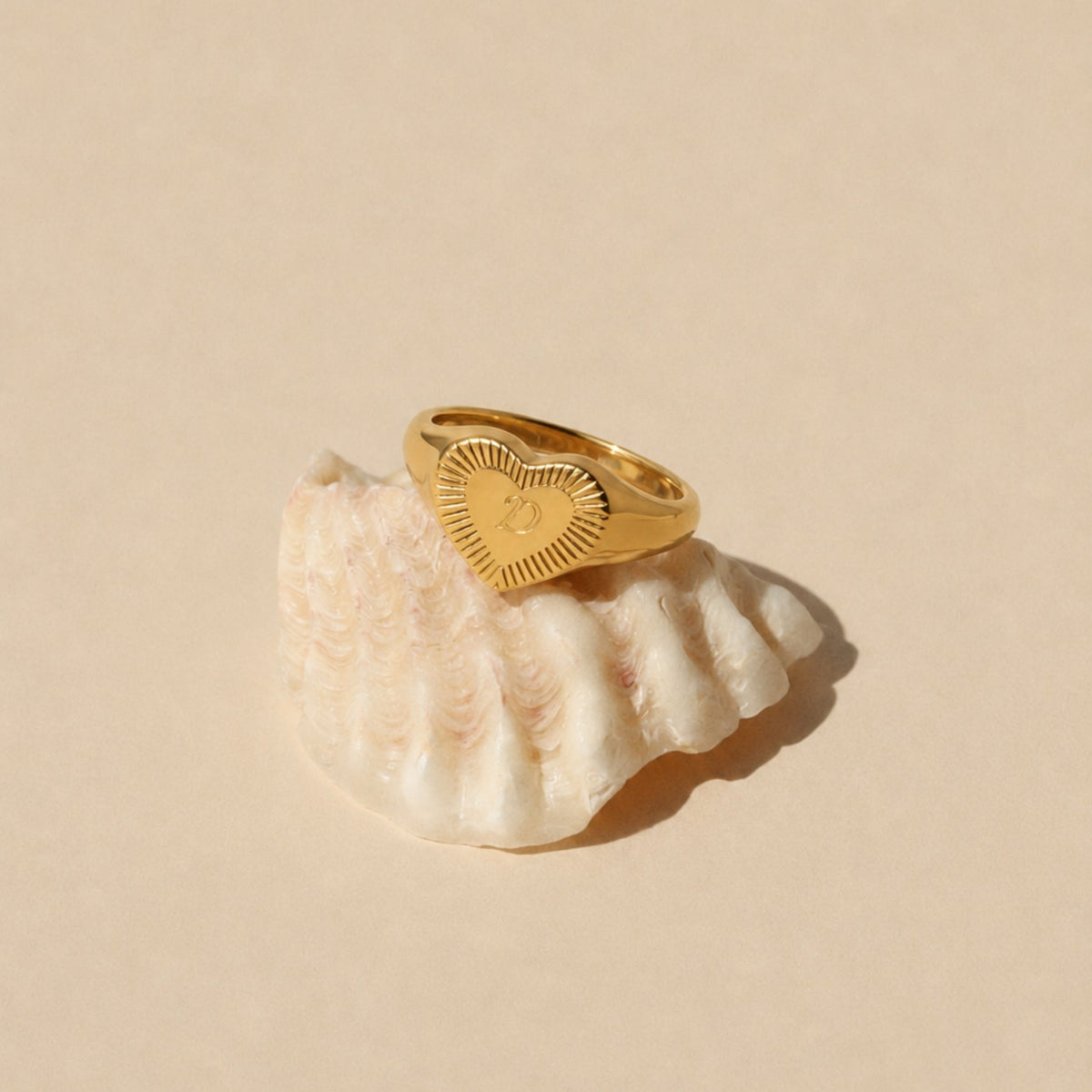 One-Initial Heart Ring