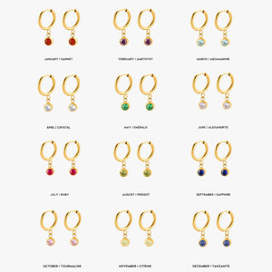 Birthstone Charm Hoops
