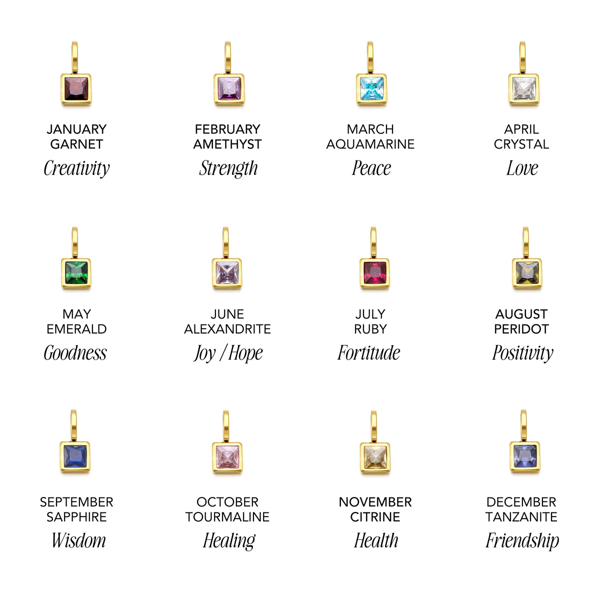Initial & Birthstone Charm Necklace
