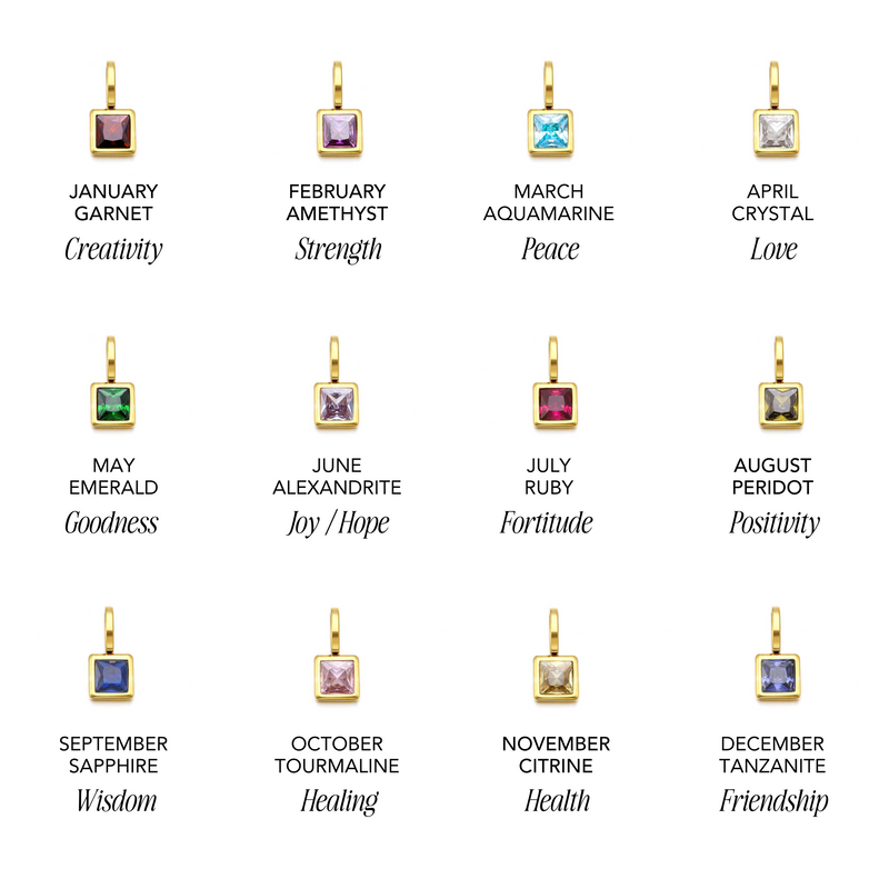 Initial & Birthstone Charm Necklace