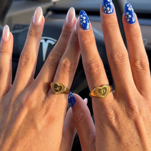One-Initial Heart Ring