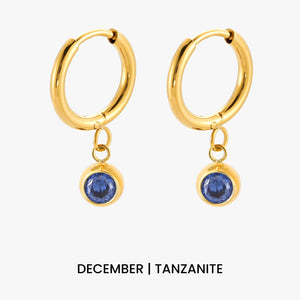Birthstone Charm Hoops