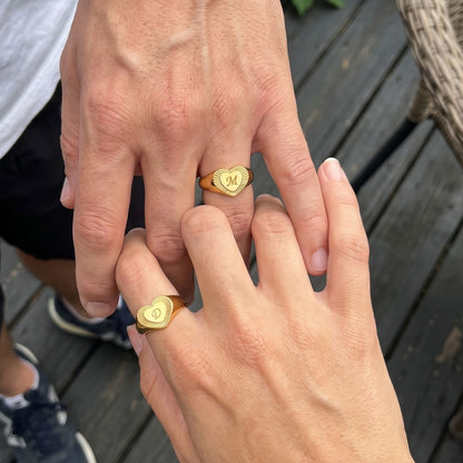 One-Initial Heart Ring