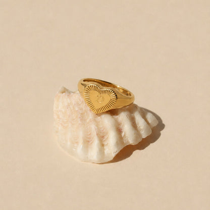 One-Initial Heart Ring