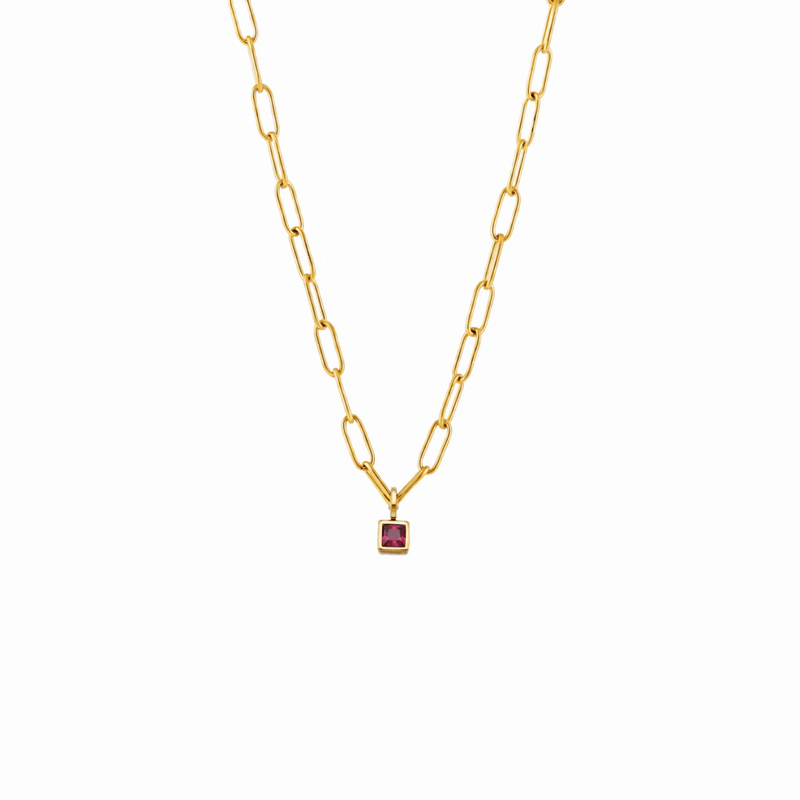 Paperclip Birthstone Necklace