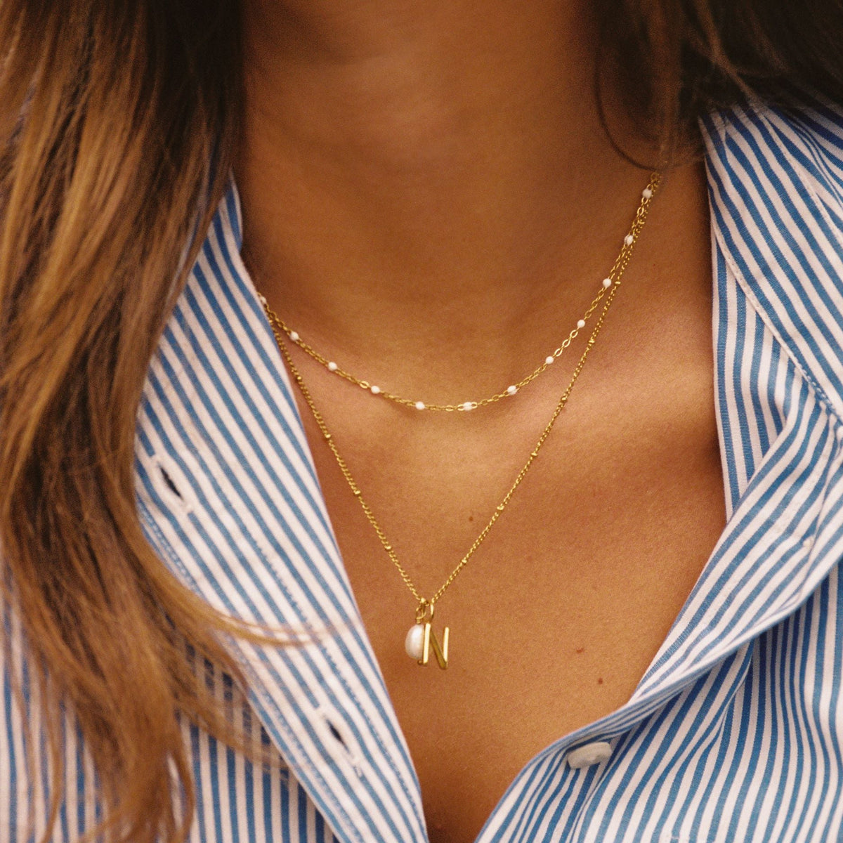 Initial & Pearl Necklace