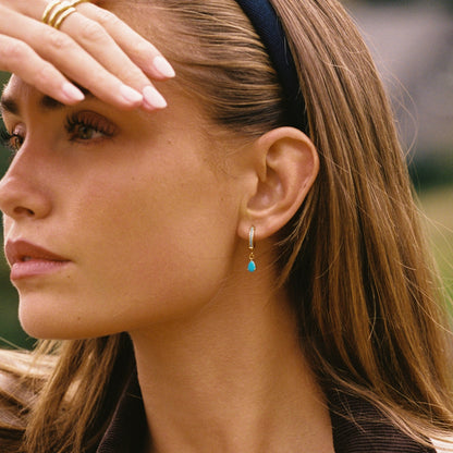 Turquoise Drop Hoops