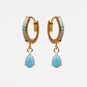 Turquoise Drop Hoops