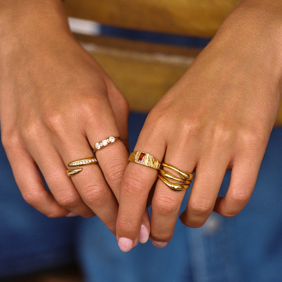 Wavy Trio Rings